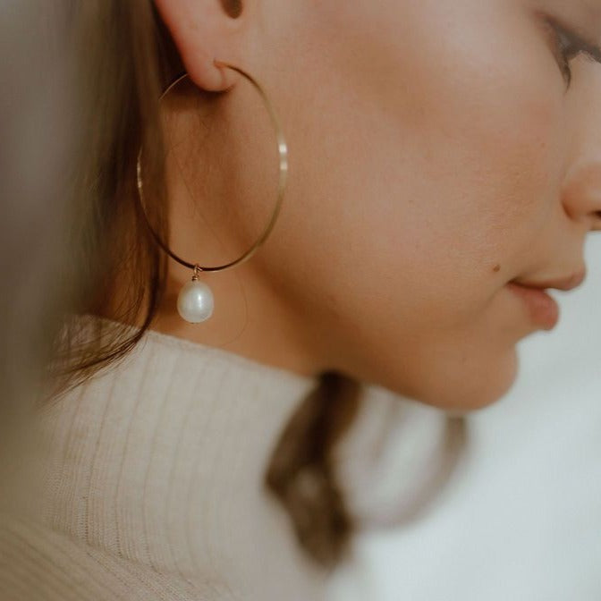 Detachable Pearl Hoop Earrings - Earrings -  -  - Azil Boutique