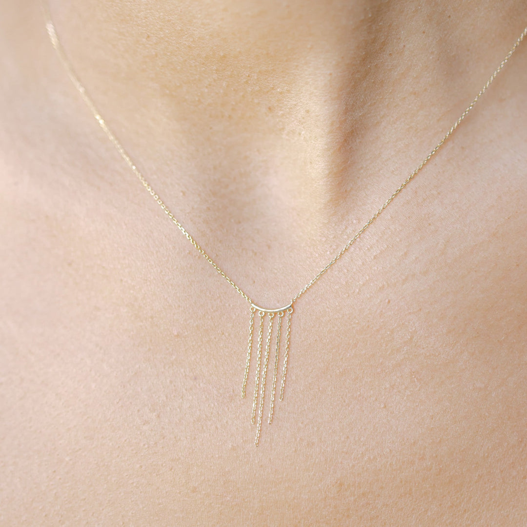 14k Solid Gold Fringe Necklace - Necklaces -  -  - Azil Boutique