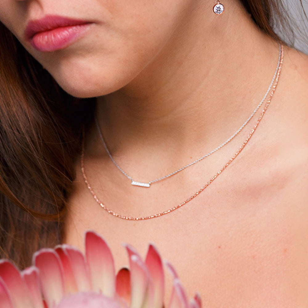 Diamonds Tiny Bar Necklace - Necklaces -  -  - Azil Boutique