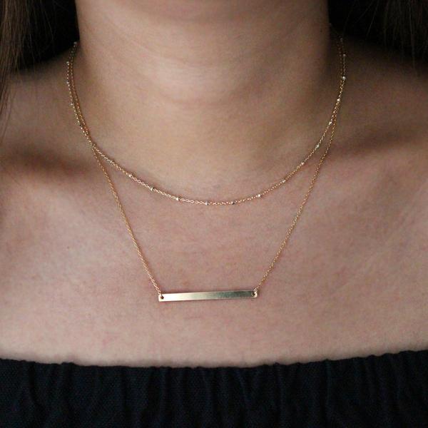 SALE - Long Thin Bar Necklace - Necklaces -  -  - Azil Boutique