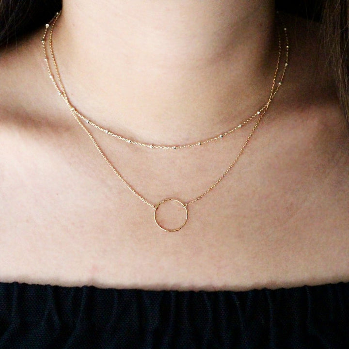 SALE - Single Diamond Cut Circle Necklace - Necklaces -  -  - Azil Boutique