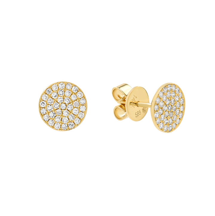 14k Solid Gold Pave Diamond Studs - Earrings -  -  - Azil Boutique