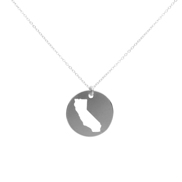 SALE - State Outline Necklace - Necklaces - Silver - Silver / CA - Azil Boutique