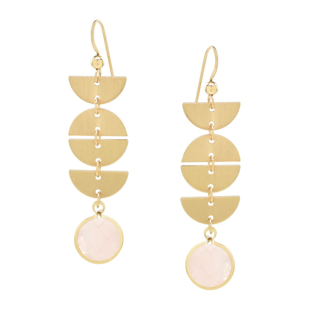 Half Moon Drop Rose Quartz Stone Earrings - Earrings -  -  - Azil Boutique