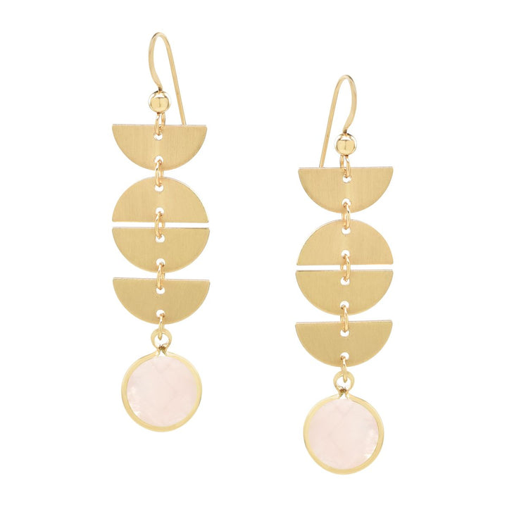 Half Moon Drop Rose Quartz Stone Earrings - Earrings -  -  - Azil Boutique