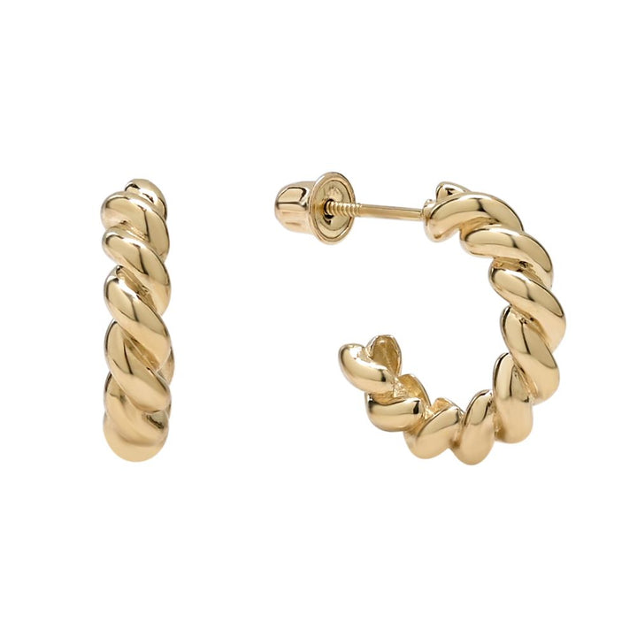 10k Solid Gold Croissant Huggie Studs - Earrings -  -  - Azil Boutique
