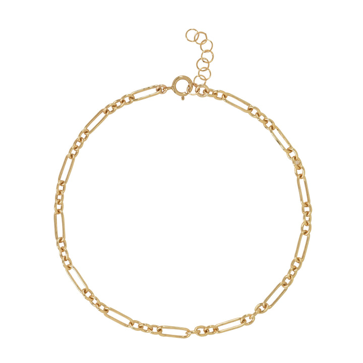 Elongated Oval & Round Link Chain Anklet - Bracelets - 8 inches - 8 inches - Azil Boutique