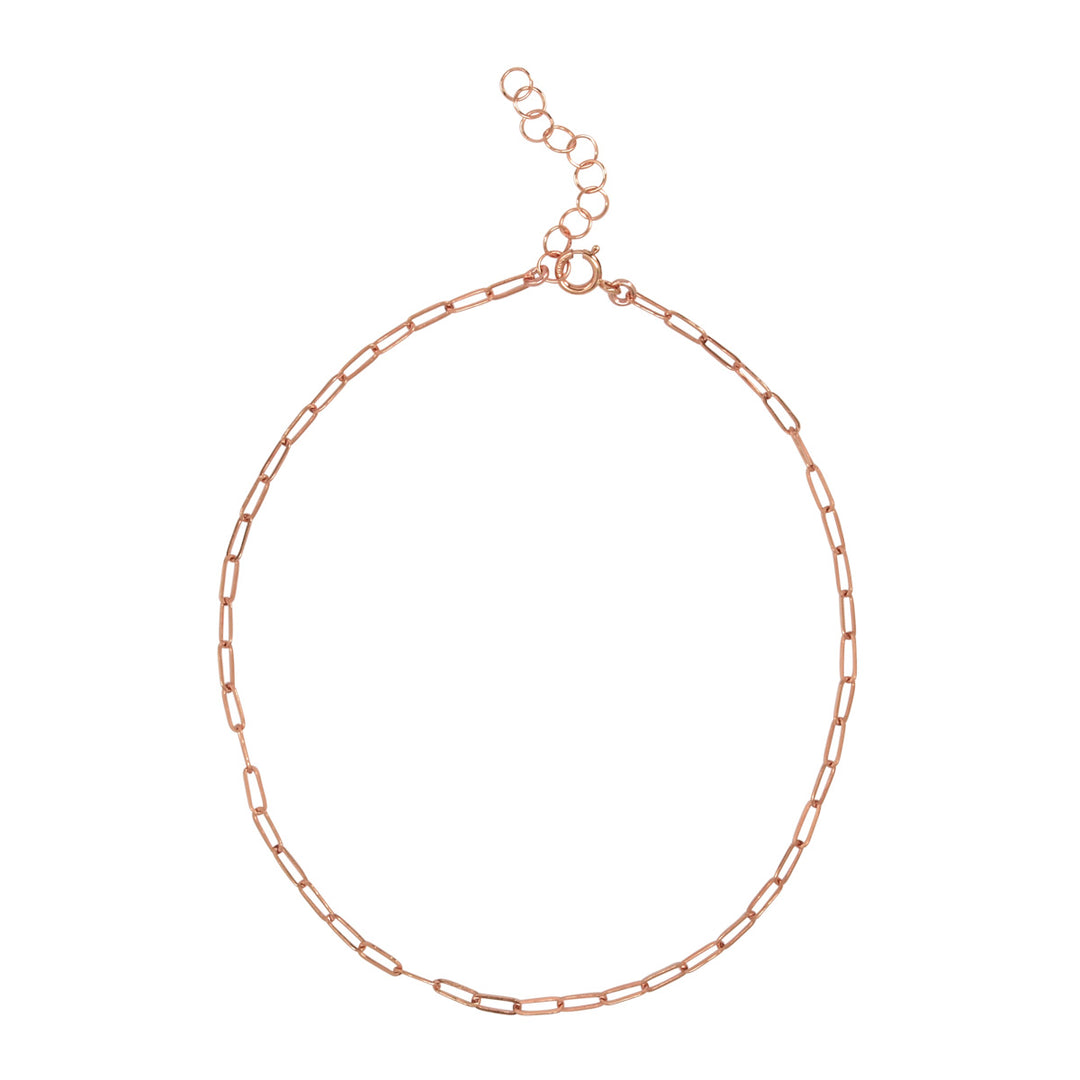 Thin Oval Link Anklet - Bracelets - 8 Inches - 8 Inches / Rose Gold - Azil Boutique