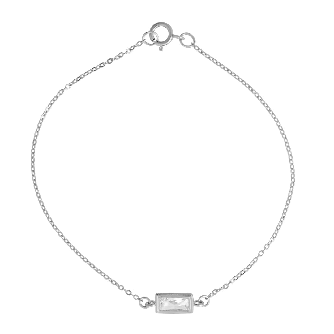 CZ Bezel Emerald Bracelet - Bracelets - Silver - Silver - Azil Boutique
