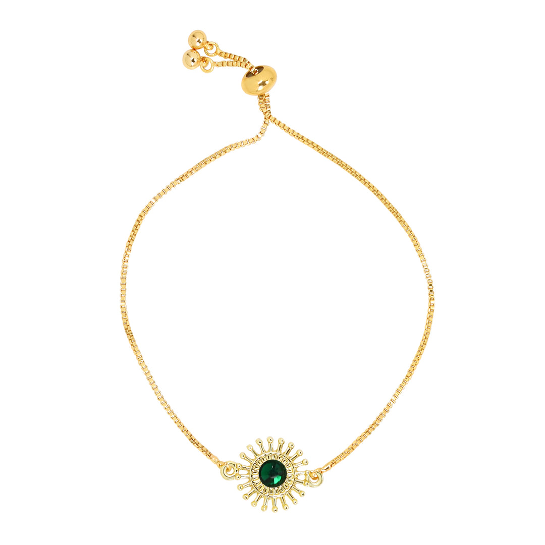 Emerald Sunflower Adjustable Bracelet - Bracelets -  -  - Azil Boutique