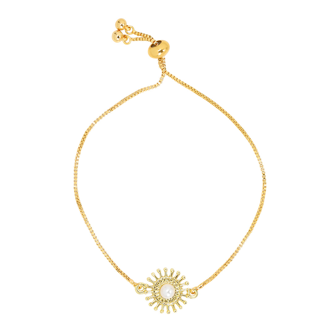 Pearl Sunflower Adjustable Bracelet - Bracelets -  -  - Azil Boutique