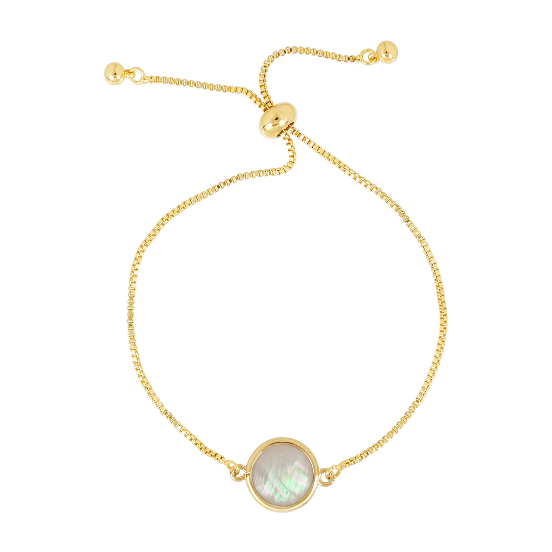 Round Mother of Pearl Adjustable Bracelet - Bracelets -  -  - Azil Boutique