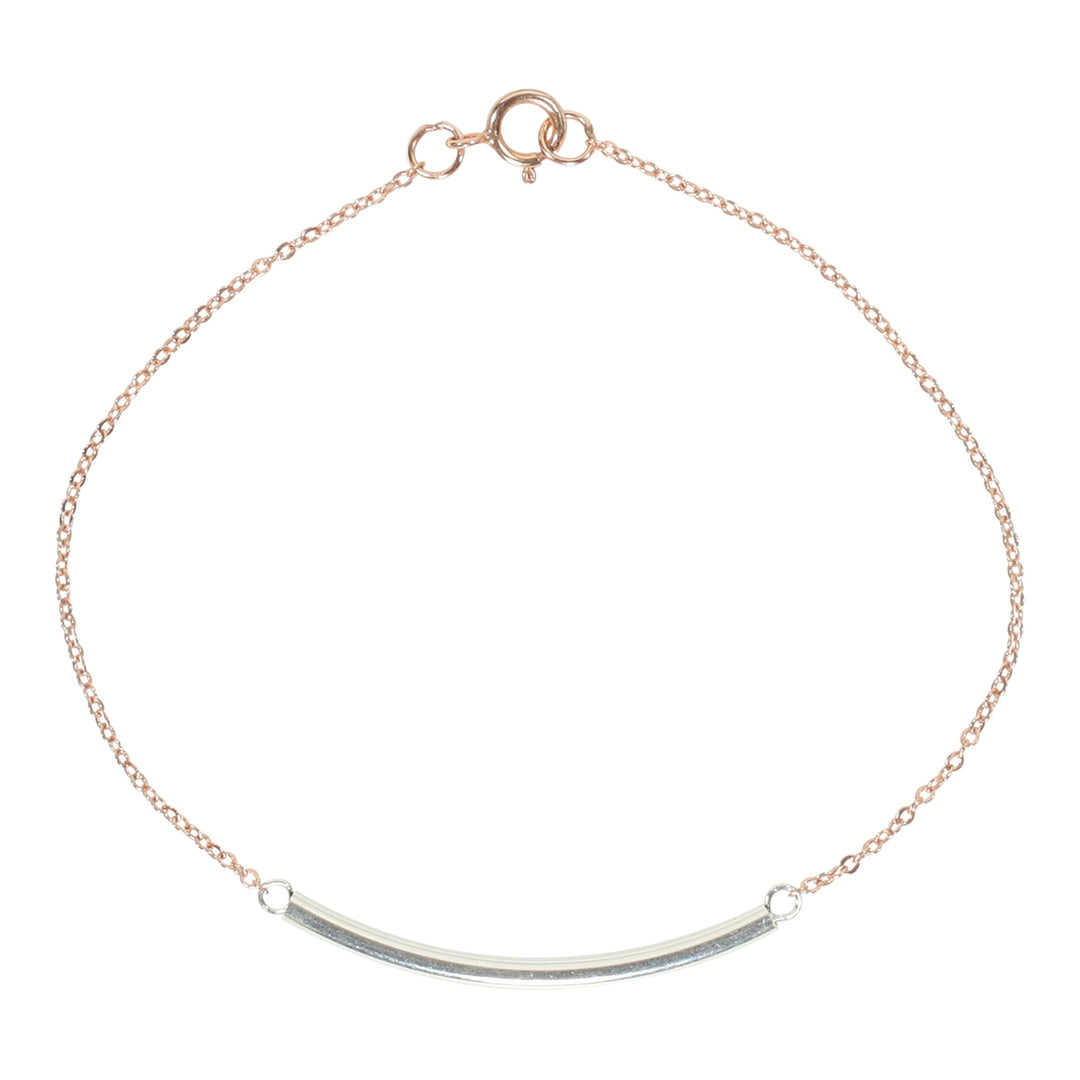 SALE - 2-Tone Curved Tube Bracelet - Bracelets - Silver/Rose Gold - Silver/Rose Gold - Azil Boutique