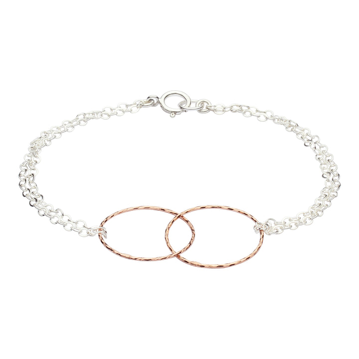 SALE - 2-Tone Double Diamond Cut Circles Bracelet - Bracelets - Rose Gold/ Silver - Rose Gold/ Silver - Azil Boutique