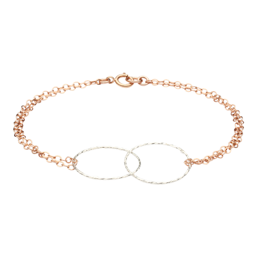 SALE - 2-Tone Double Diamond Cut Circles Bracelet - Bracelets - Silver/Rose Gold - Silver/Rose Gold - Azil Boutique