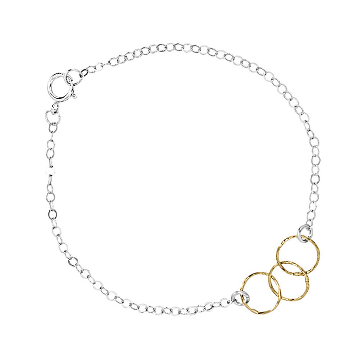 SALE - 2-Tone Tiny Triple Diamond Cut Circles Bracelet - Bracelets - Gold/Silver - Gold/Silver - Azil Boutique