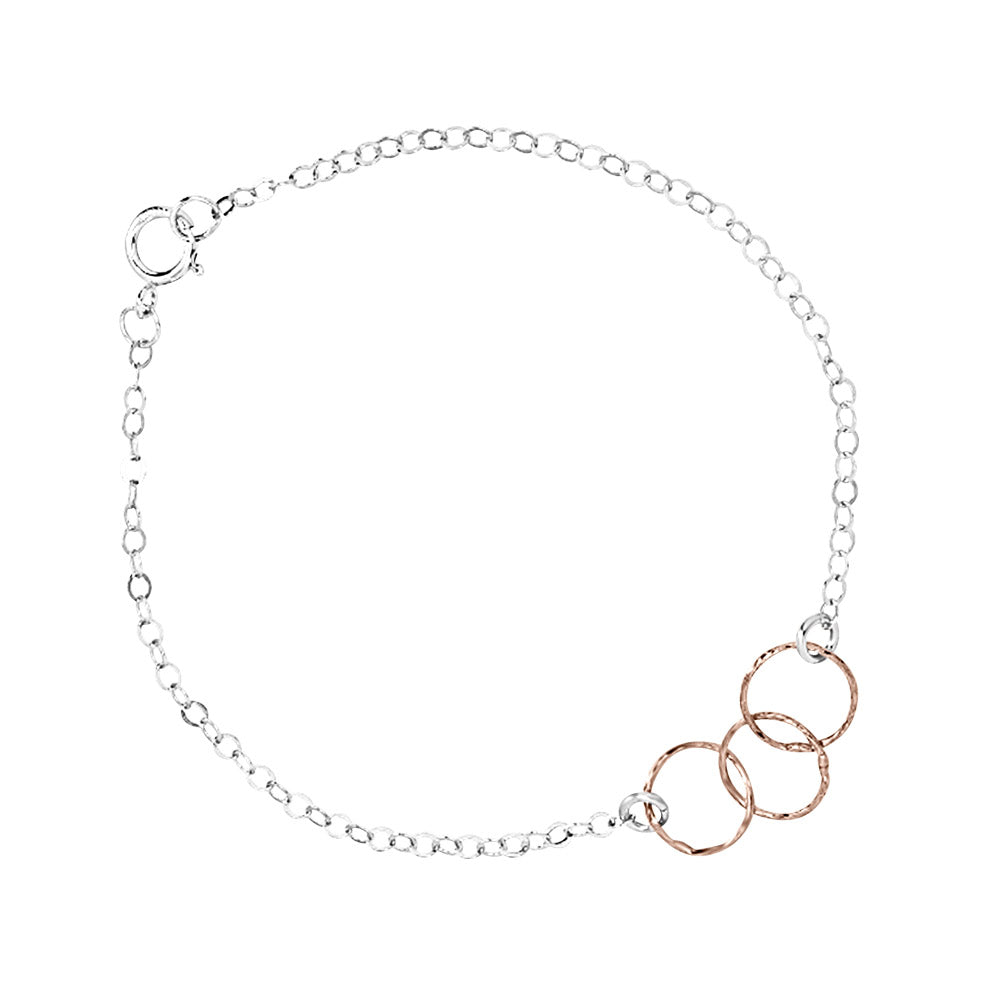 SALE - 2-Tone Tiny Triple Diamond Cut Circles Bracelet - Bracelets - Rose Gold/Silver - Rose Gold/Silver - Azil Boutique