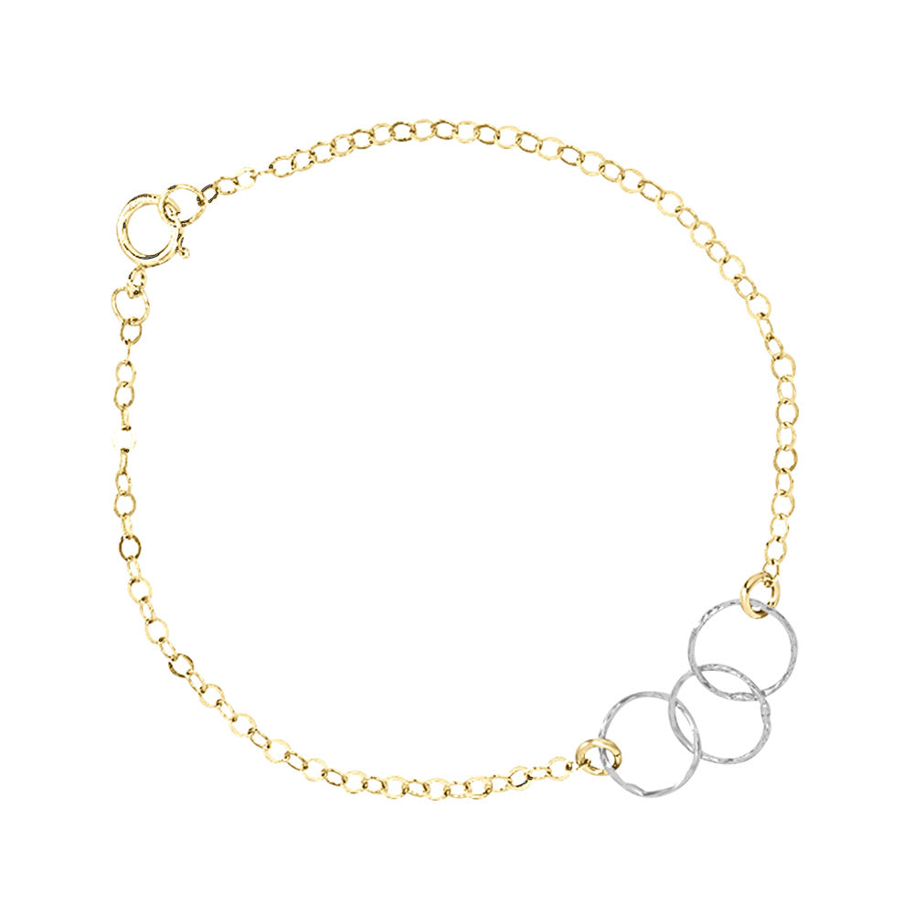 Tiny Triple Diamond Cut Circles Bracelet - Bracelets - Silver Circles / Gold Chain - Silver Circles / Gold Chain - Azil Boutique