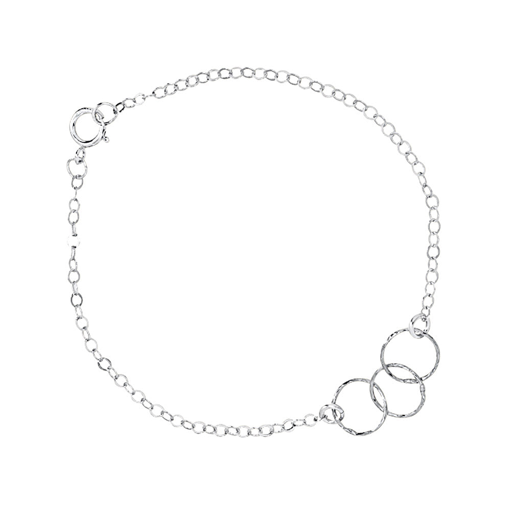 Tiny Triple Diamond Cut Circles Bracelet - Bracelets - Silver - Silver - Azil Boutique