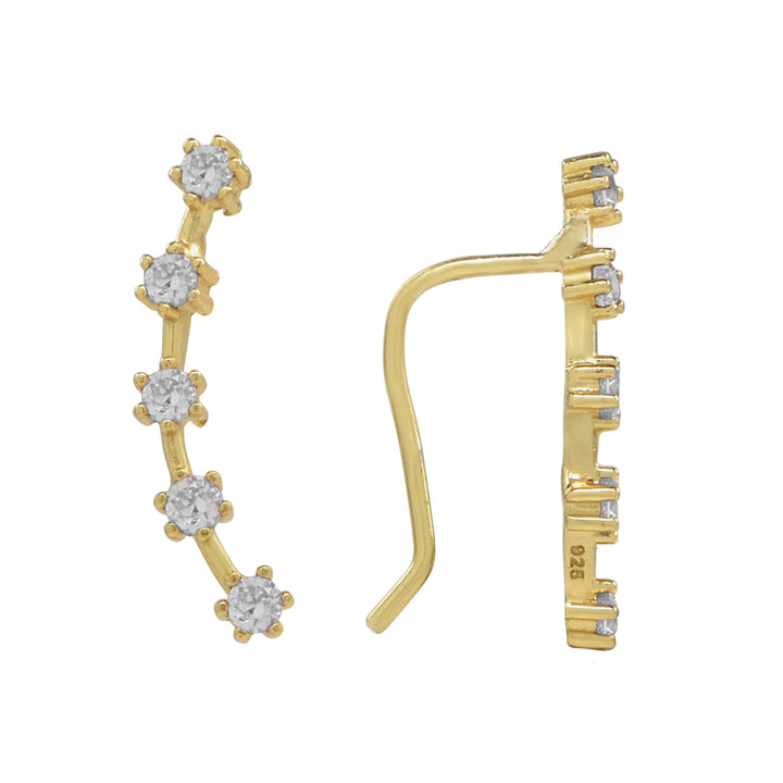 CZ Prong Ear Crawler - Earrings - Left - Left / Gold - Azil Boutique