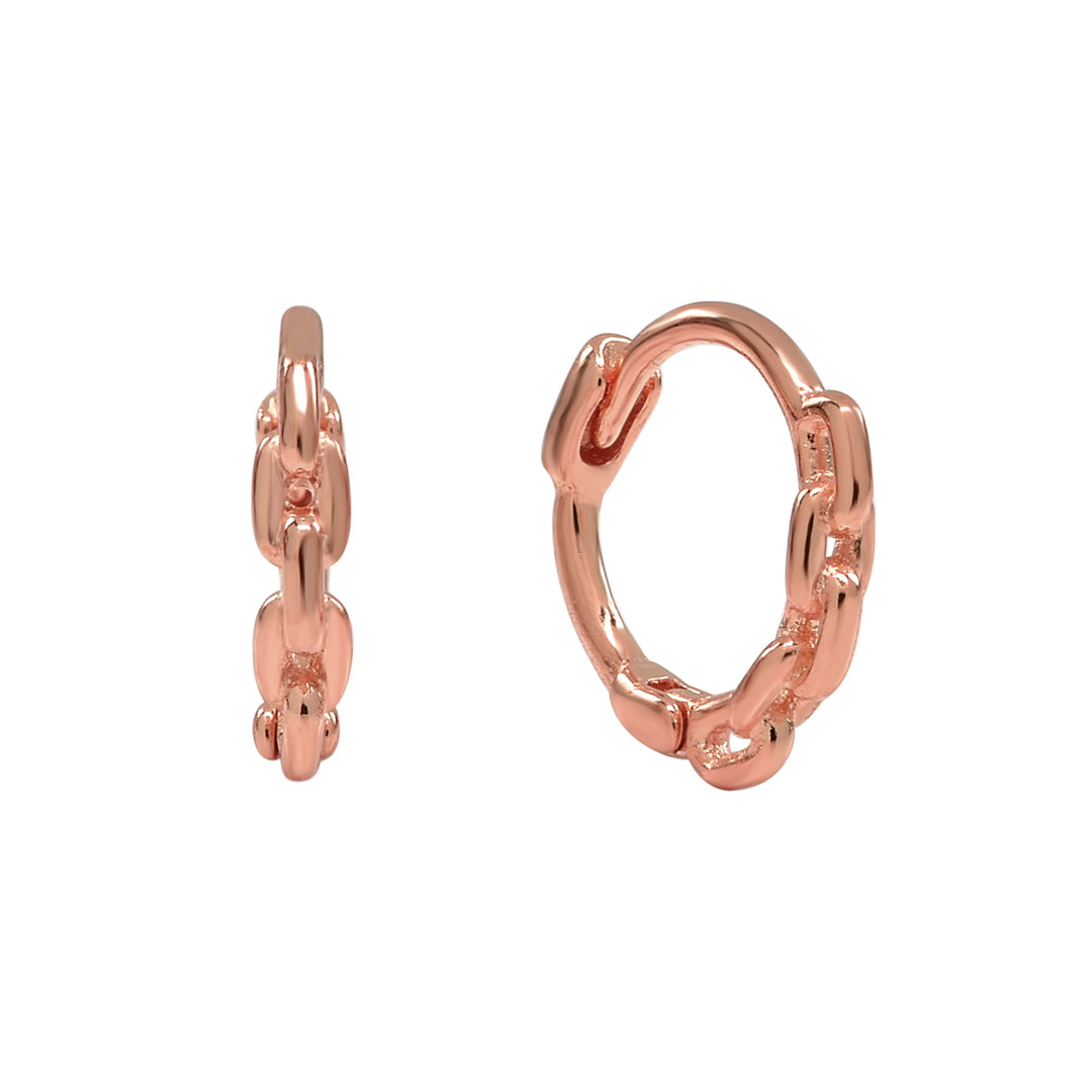 SALE - Chain Link Huggies - Earrings - Rosegold - Rosegold - Azil Boutique
