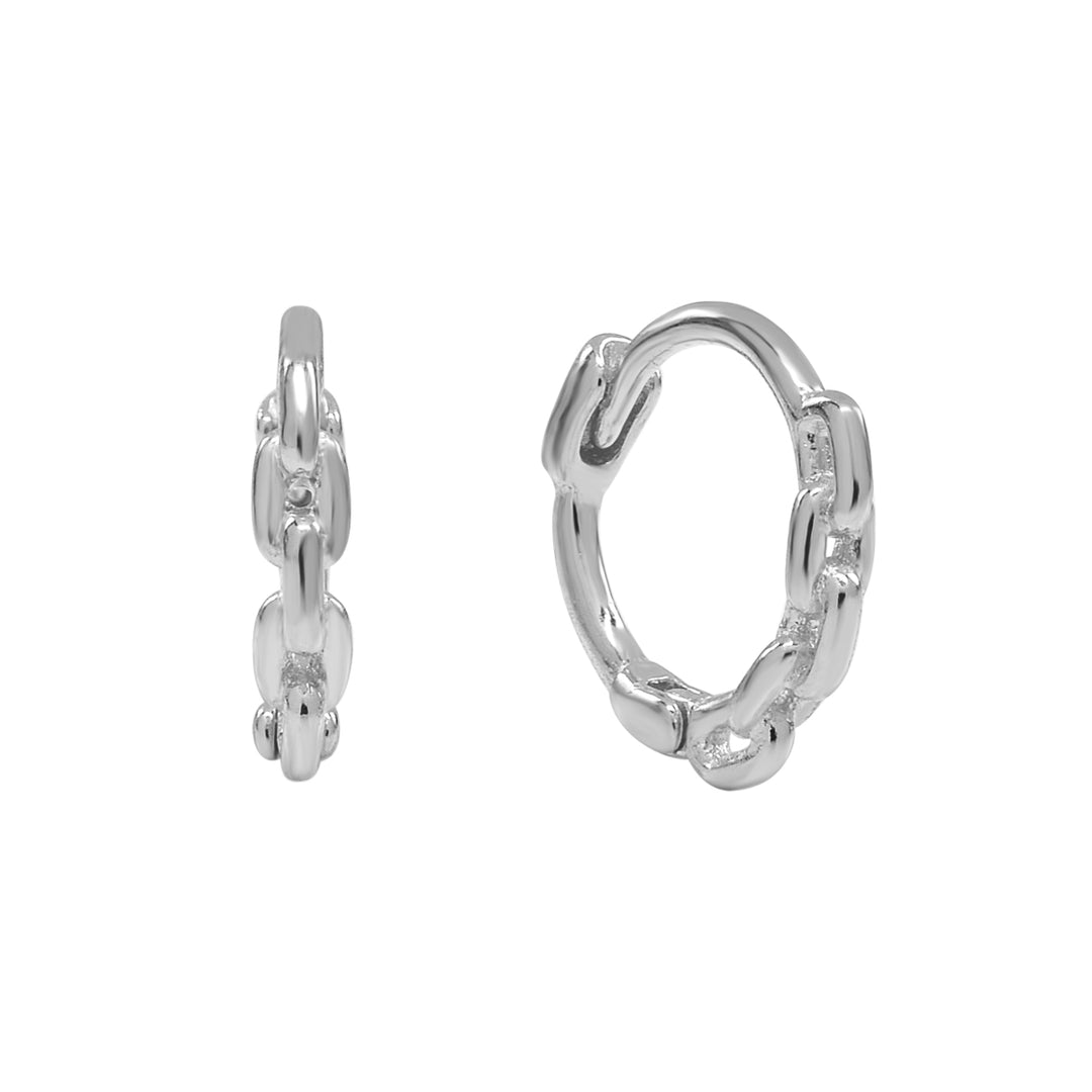 SALE - Chain Link Huggies - Earrings - Silver - Silver - Azil Boutique