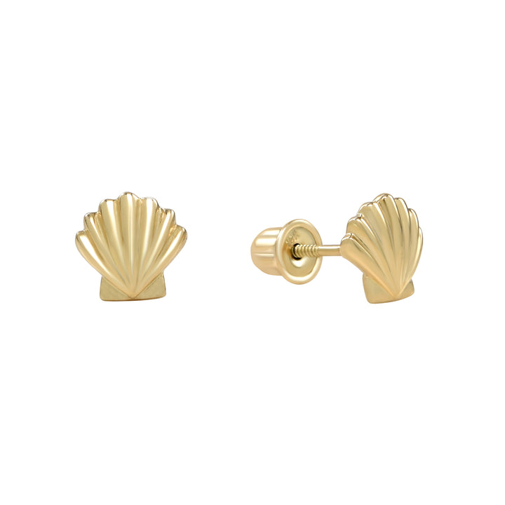 10k Solid Gold Seashell Studs - Earrings -  -  - Azil Boutique