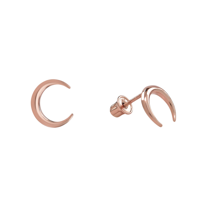 10k Solid Gold Crescent Horn Studs - Earrings - Rose Gold - Rose Gold - Azil Boutique