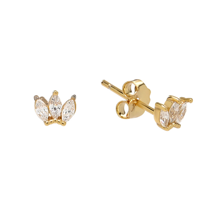 Triple Marquise CZ Studs - Earrings - Gold - Gold - Azil Boutique