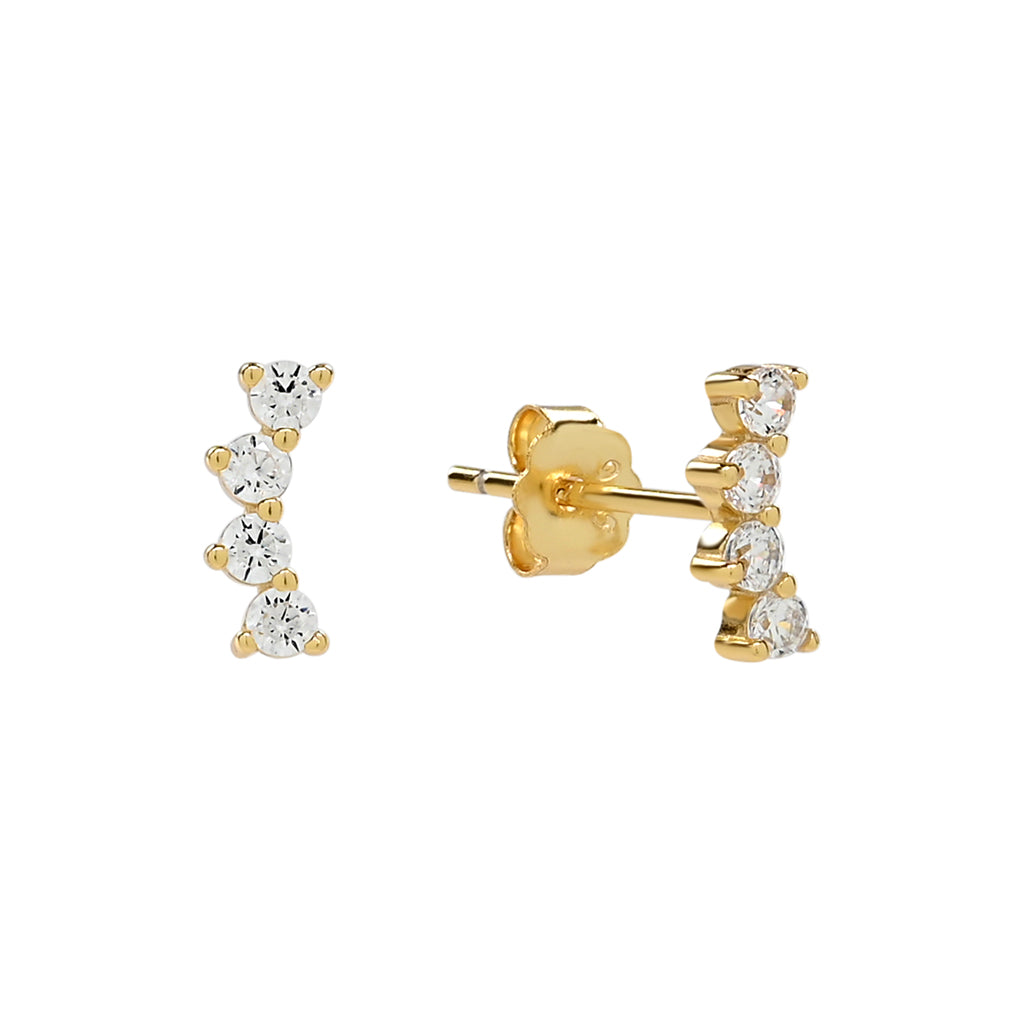 Round CZ Crawler Studs - Earrings - Gold - Gold - Azil Boutique