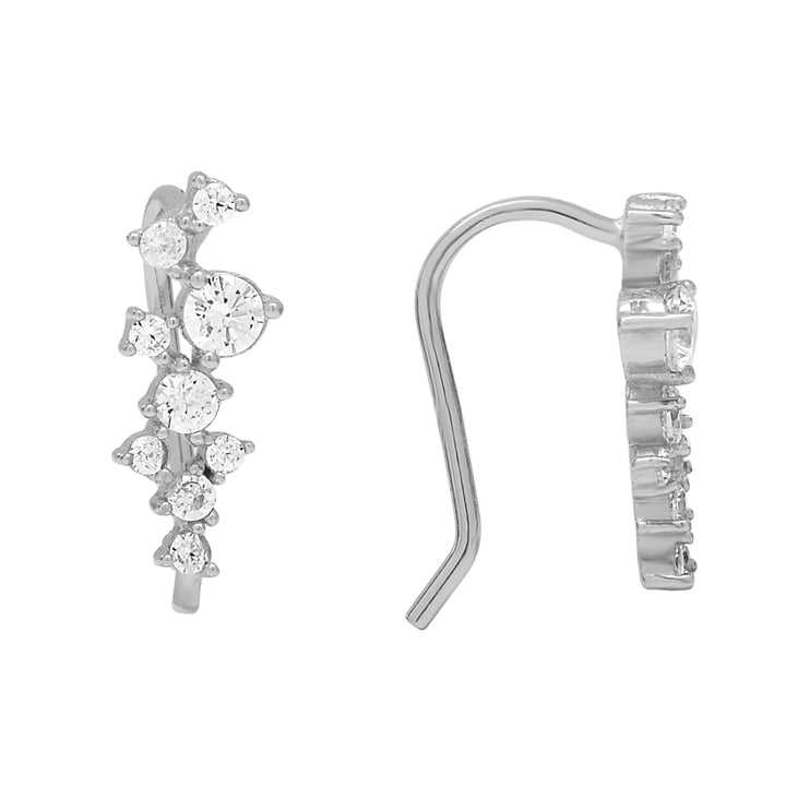Multi Round CZ Crawler - Earrings - Silver - Silver / Left - Azil Boutique