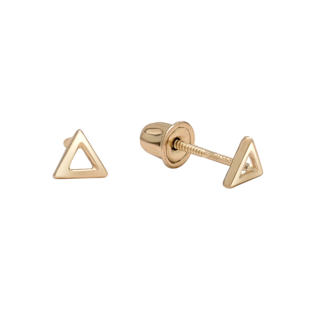 10k Solid Gold Open Tiny Open Triangle Studs - Earrings -  -  - Azil Boutique