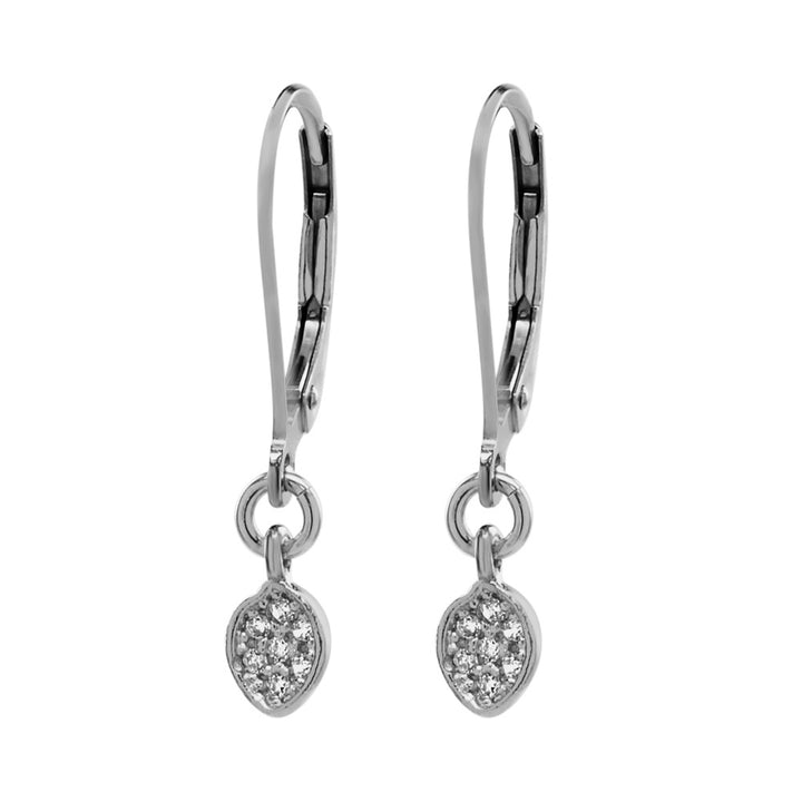 CZ Oval Leverback Earrings - Earrings - Silver - Silver - Azil Boutique