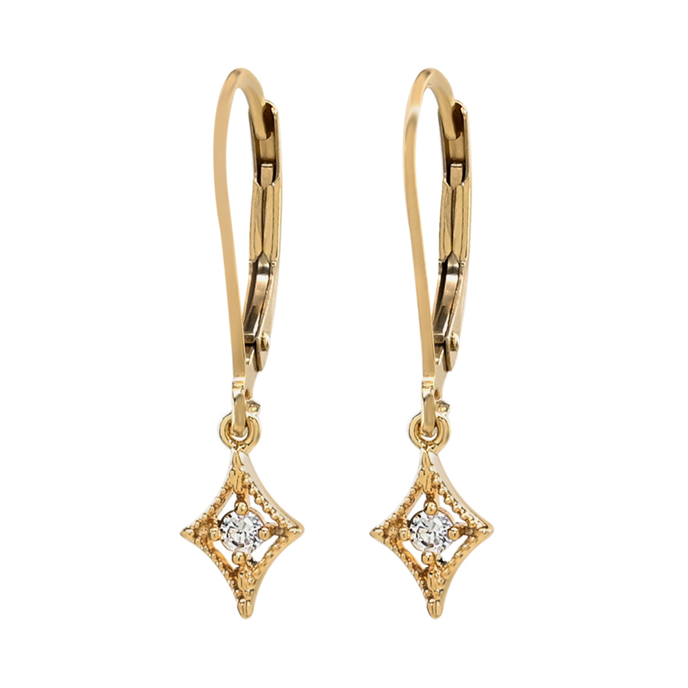 CZ Diamond Leverback Earrings - Earrings -  -  - Azil Boutique