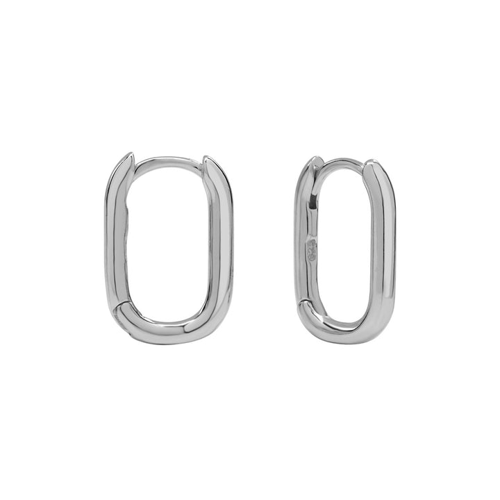 Smooth Oval Huggies - Earrings - Silver - Silver - Azil Boutique