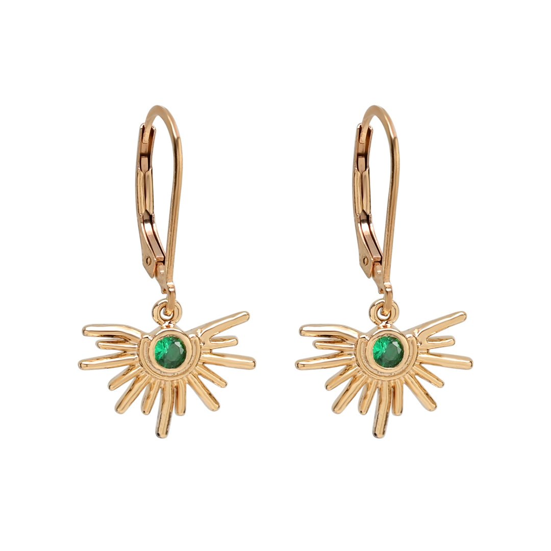 Green CZ Starburst Leverback Earrings - Earrings -  -  - Azil Boutique