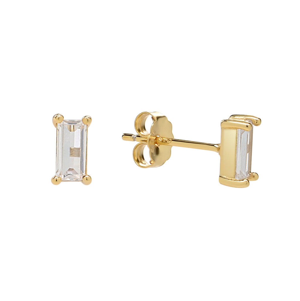 Emerald CZ Prong Studs - Earrings - Gold - Gold - Azil Boutique