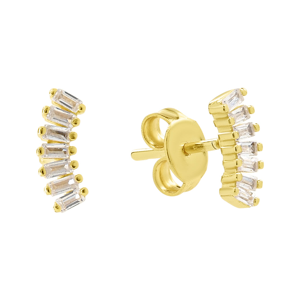 Multi-Baguette Curved Arc Studs - Earrings -  -  - Azil Boutique