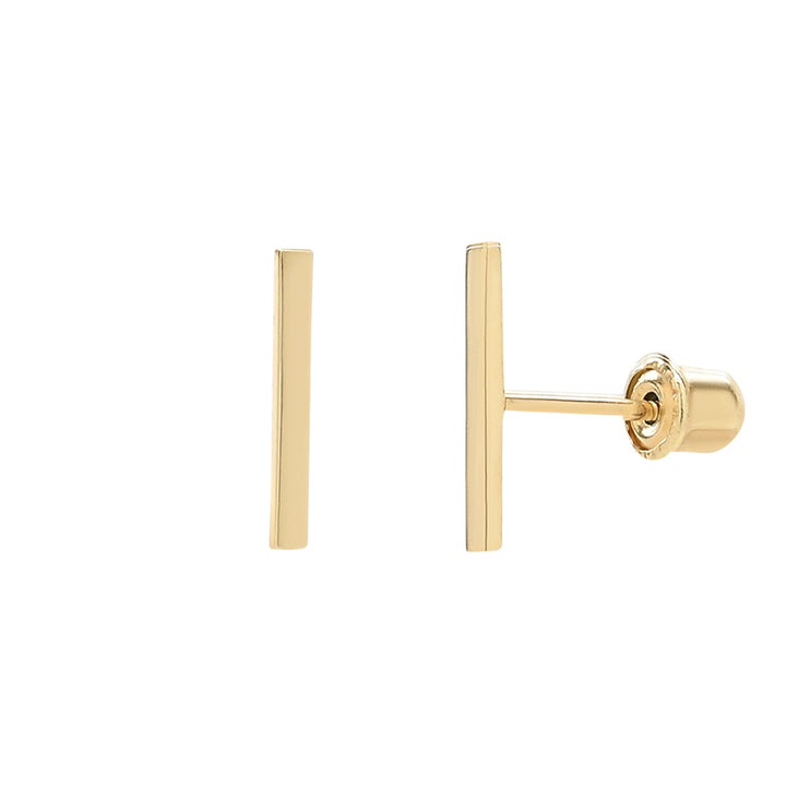 14k Solid Gold Flat Bar Studs - Earrings -  -  - Azil Boutique