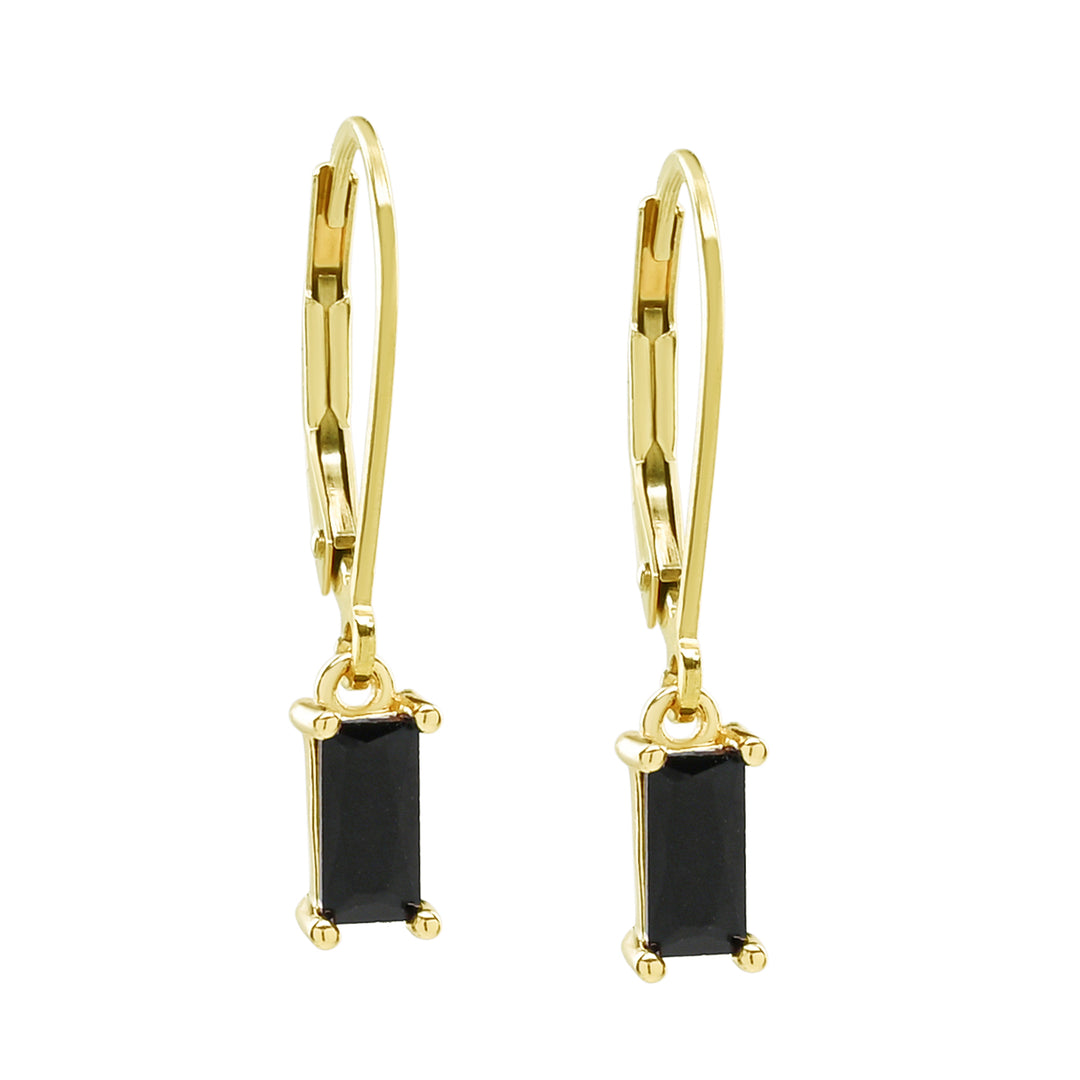 Tiny Black Emerald Leverback Earrings - Earrings -  -  - Azil Boutique