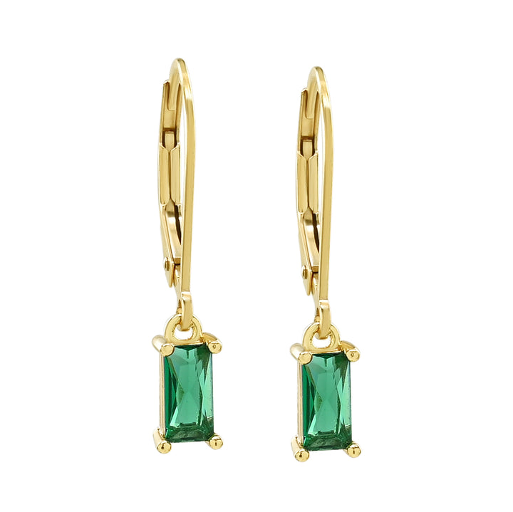 Tiny Green Emerald Leverback Earrings - Earrings -  -  - Azil Boutique