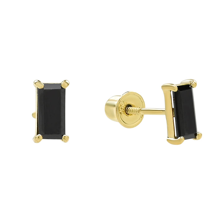 10k Black CZ Emerald Studs - Earrings -  -  - Azil Boutique