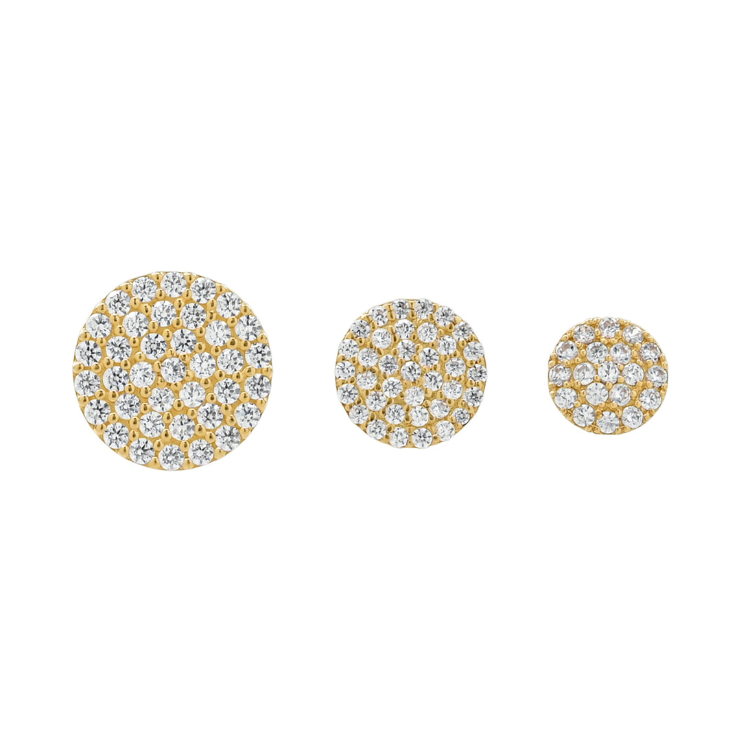 14k Solid Gold Round Pave Studs - Earrings -  -  - Azil Boutique