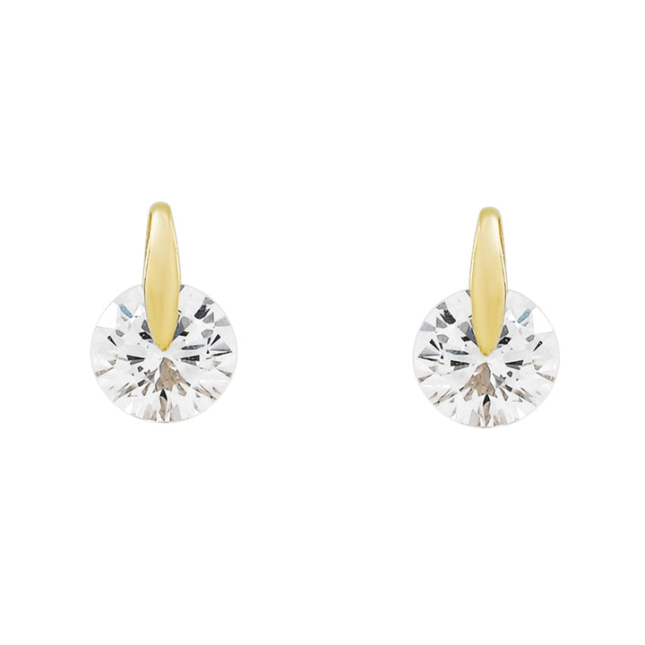 10k Solid Gold CZ Bail Studs - Earrings -  -  - Azil Boutique