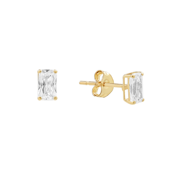 14k Solid Gold Baguette Studs - Earrings -  -  - Azil Boutique
