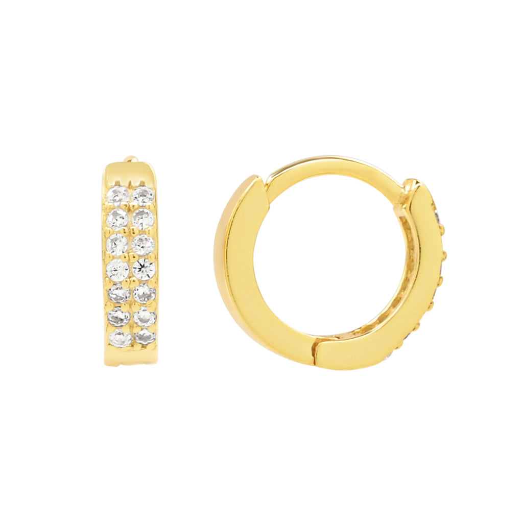 Double Row CZ Huggies - Earrings - Small - Small / Gold - Azil Boutique