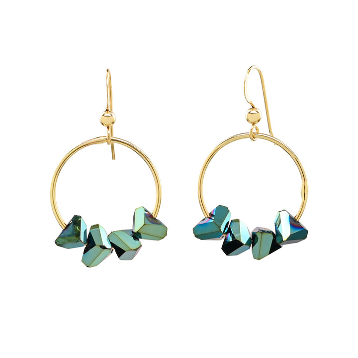 Green Crystal Circle Earrings - Earrings -  -  - Azil Boutique