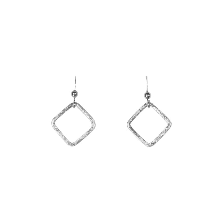 SALE - Open Square Brushed Earrings - Earrings - Silver - Silver / Medium - Azil Boutique