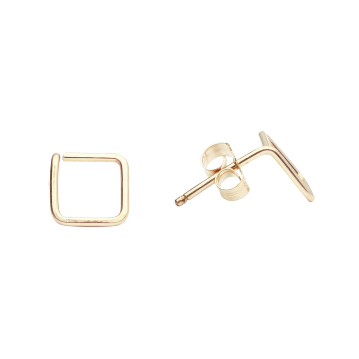 Square Wirewrapped Studs - Earrings - Gold - Gold - Azil Boutique