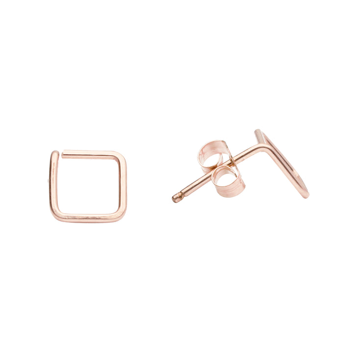 Square Wirewrapped Studs - Earrings - Rosegold - Rosegold - Azil Boutique
